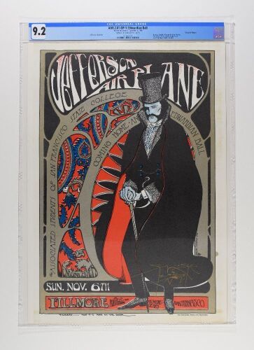 1966 AOR-2.81 Jefferson Airplane Edwardian Ball Fillmore Auditorium Signed Mouse Poster CGC 9.2