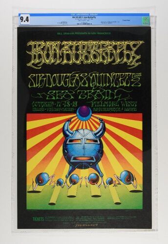 1968 BG-141 Iron Butterfly Sea Train Fillmore West Signed Moscoso Poster CGC 9.4