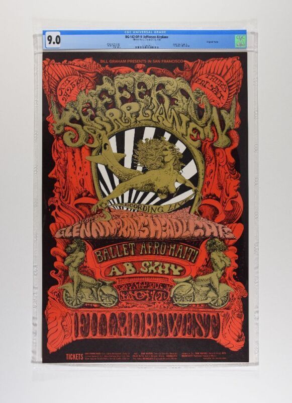 1968 BG-142 Jefferson Airplane Fillmore West Poster CGC 9.0