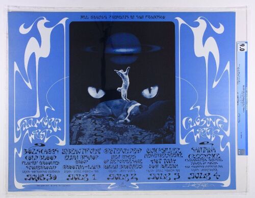 1971 BG-287 Grateful Dead Santana Hot Tuna Closing of Fillmore West Signed Singer Poster CGC 9.0