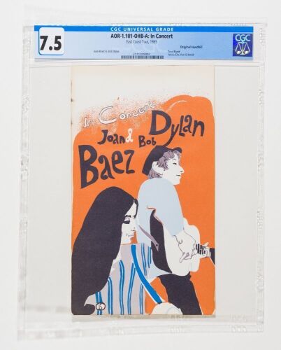 1965 AOR-1.101 Bob Dylan Joan Baez East Coast Tour Handbill CGC 7.5