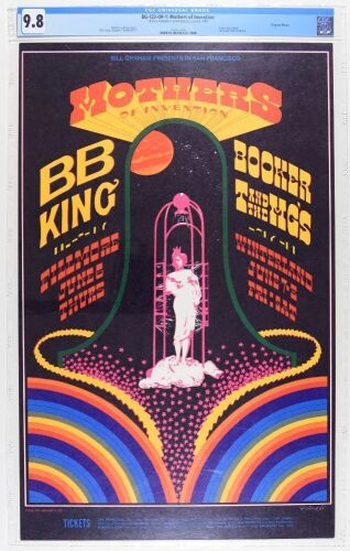 1968 BG-123 Frank Zappa The Mothers B.B. King Winterland & Fillmore Poster CGC 9.8