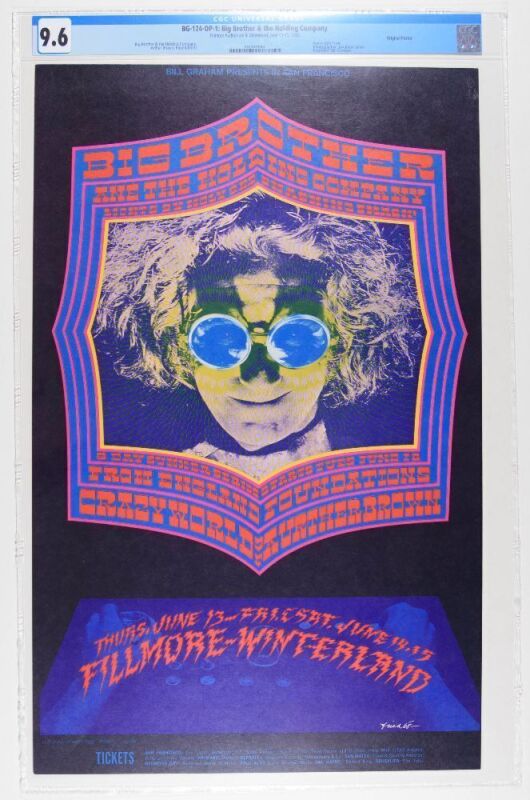 1968 BG-124 Big Brother Janis Joplin Winterland & Fillmore Auditorium Poster CGC 9.6