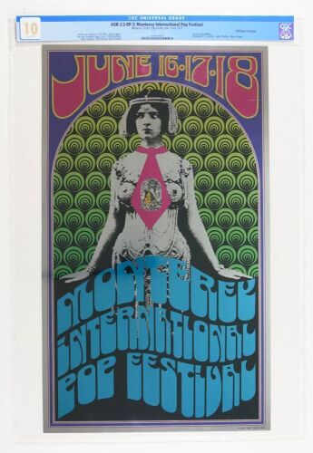 1967 AOR-3.5 The Monterey International Pop Festival RP3 Poster CGC 10