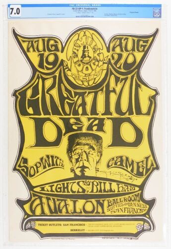 1966 FD-22 Grateful Dead Sopwith Camel Avalon Ballroom Signed Mouse Poster CGC 7.0