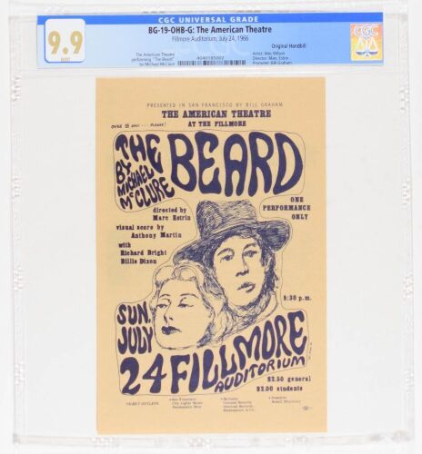 1966 BG-19 Michael McClure The Beard Fillmore Auditorium Handbill CGC 9.9