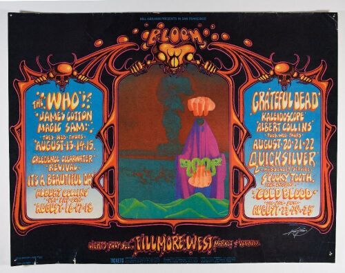 1968 BG-133 Grateful Dead The Who Fillmore West Signed Kelley Poster Extra Fine 61