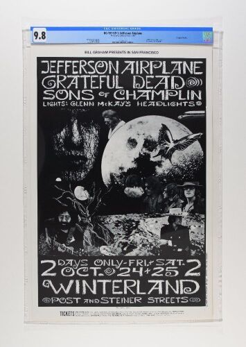 1969 BG-197 Jefferson Airplane Grateful Dead Winterland Poster CGC 9.8