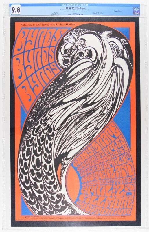 1967 BG-57 The Byrds Winterland & Fillmore Auditorium Poster CGC 9.8