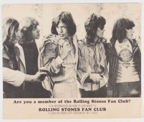 1969 Rolling Stones Fan Club Handbill Extra Fine 69