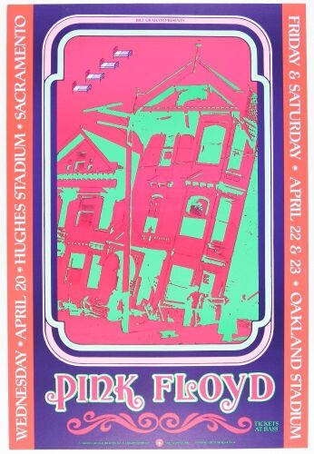 1988 BGP-22 Pink Floyd Hughes Stadium & Oakland Stadium Poster Near Mint 89