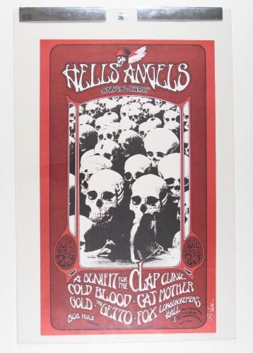 1971 AOR-4.13 Hells Angels Clap Benefit Cold Blood Longshoremens Hall Signed Tuten Poster Mint 93