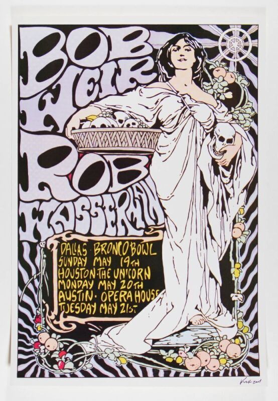 1991 Frank Kozik Bob Weir & Rob Wasserman Texas Signed Kozik Poster Mint 93