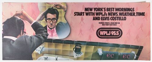 1979 Elvis Costello WPLJ FM New York Radio Promo Bus Poster Excellent 75