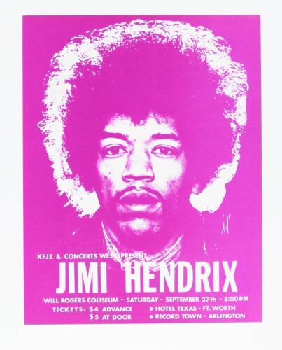 1969 Jimi Hendrix Will Rogers Coliseum Handbill Near Mint 87