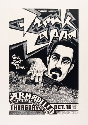 1980 Frank Zappa Armadillo World Headquarters Austin Signed Priest Poster Mint 93