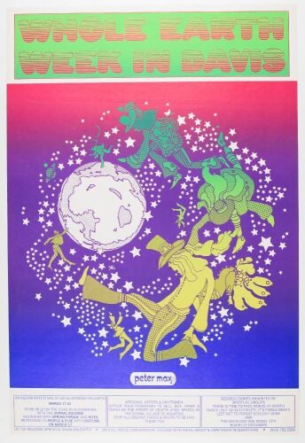 1970 Peter Max Whole Earth Week University of California Davis Poster Near Mint 89