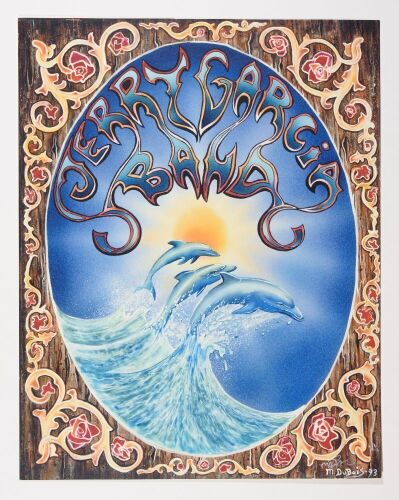 1993 Mike Dubois Jerry Garcia Band Dolphins Signed Dubois Poster Near Mint 89