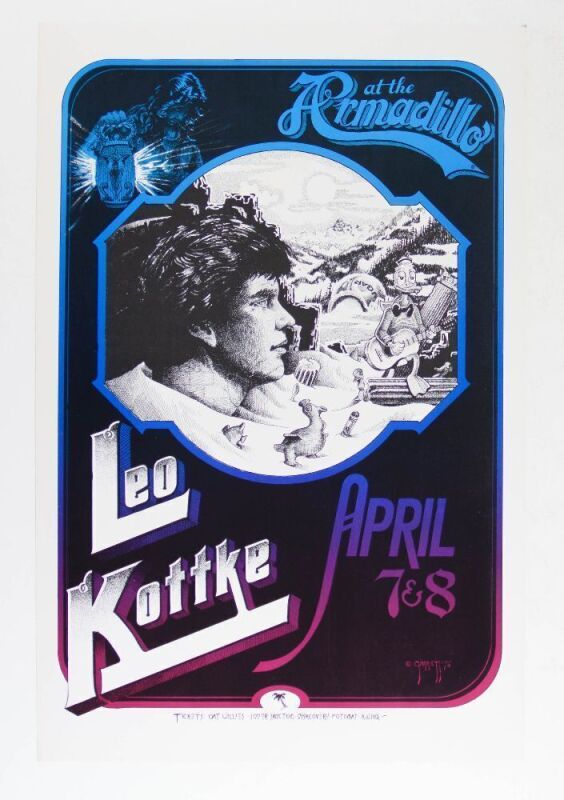 1976 Leo Kottke Armadillo World Headquarters Poster Near Mint 87