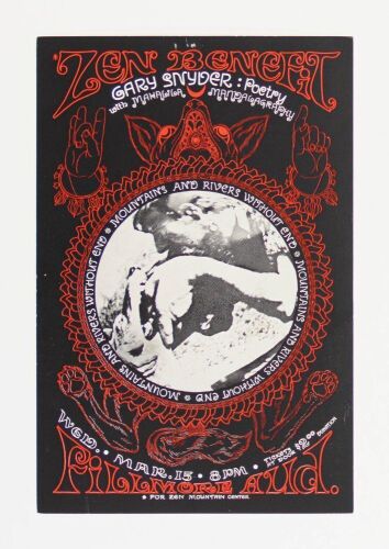 1967 Gary Snyder Zen Benefit Fillmore Auditorium Postcard Excellent 75