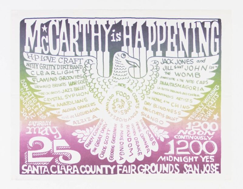 1968 McCarthy Is Coming Festival Handbill Extra Fine 67