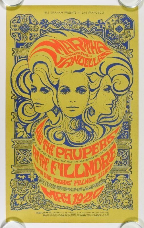 1967 BG-64 Martha & The Vandellas Fillmore Auditorium Poster Excellent 79