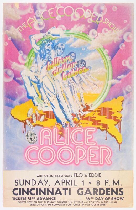 1973 Alice Cooper Cincinnati Gardens Poster Extra Fine 65