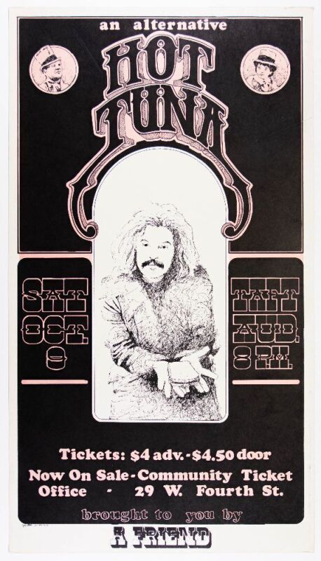 1971 Hot Tuna Taft Auditorium Cincinnati Poster Excellent 79