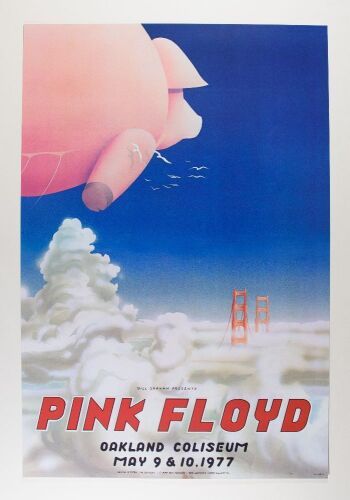 1977 AOR-4.47 Pink Floyd Oakland Coliseum Wolfgangs Vault RP Poster Mint 93