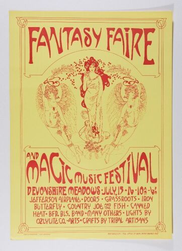 1967 The Doors Jefferson Airplane Fantasy Faire Magic Music Festival Poster Excellent 71