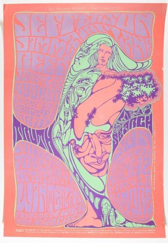 1967 BG-54 Jefferson Airplane Winterland & Fillmore Auditorium Poster Excellent 75