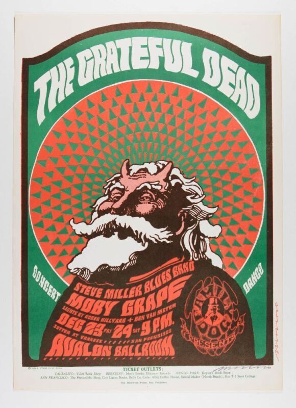 1966 FD-40 Grateful Dead Steve Miller Avalon Ballroom Signed Moscoso Poster Near Mint 85