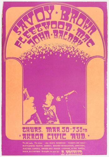 1972 Savoy Brown Fleetwood Mac Akron Civic Auditorium Extra Fine 65