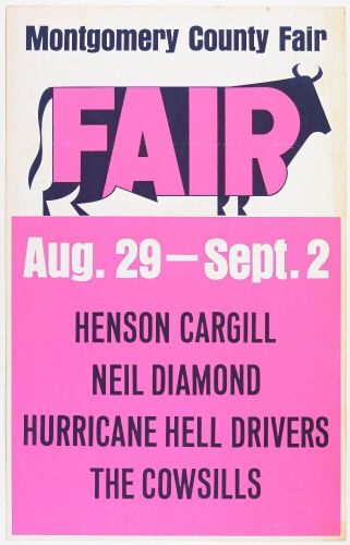 1970 Neil Diamond Henson Cargill Montgomery County Fair Dayton Poster Extra Fine 67