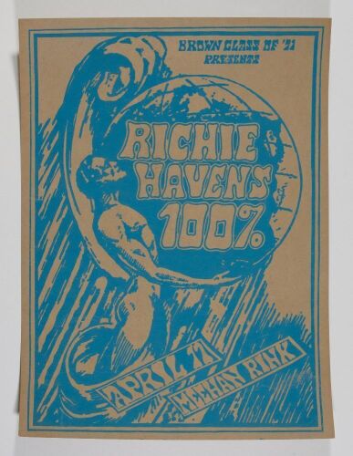 1970 Richie Havens Meehan Rink Brown University Providence Poster Near Mint 87