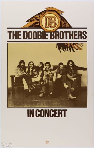 1975 The Doobie Brothers Tour Blank Poster Near Mint 89