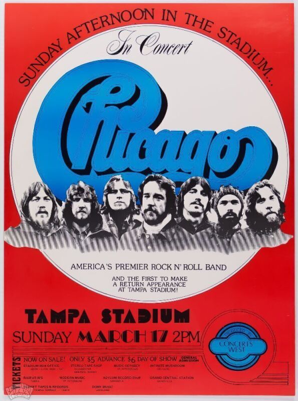 1974 Chicago Tampa Stadium Poster Mint 91