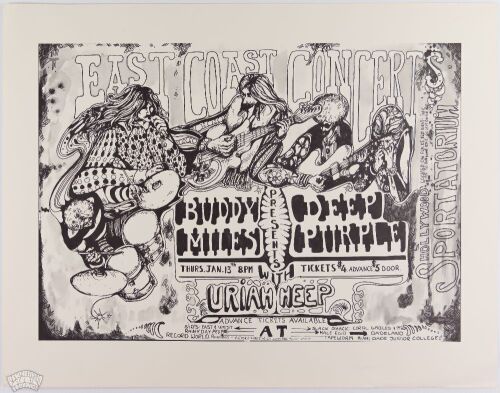 1972 Buddy Miles Deep Purple Hollywood Sportatorium Poster Near Mint 81