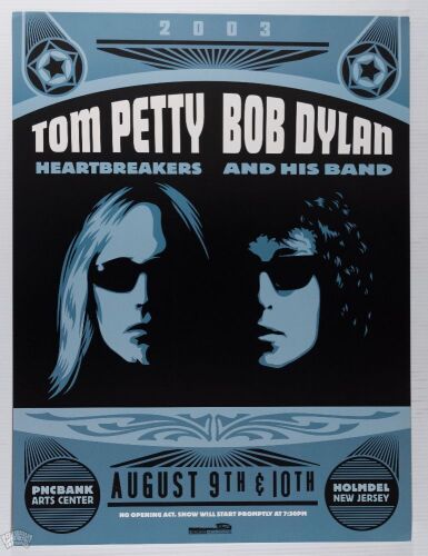 2003 Shepard Fairey Tom Petty Bob Dylan PNC Bank Arts Center Poster Mint 91