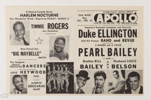 1953 Duke Ellington Big Maybelle Smith Apollo Theater Handbill Near Mint 81