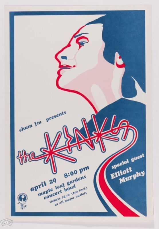 1977 The Kinks Maple Leaf Gardens Concert Bowl Toronto Handbill Near Mint 89