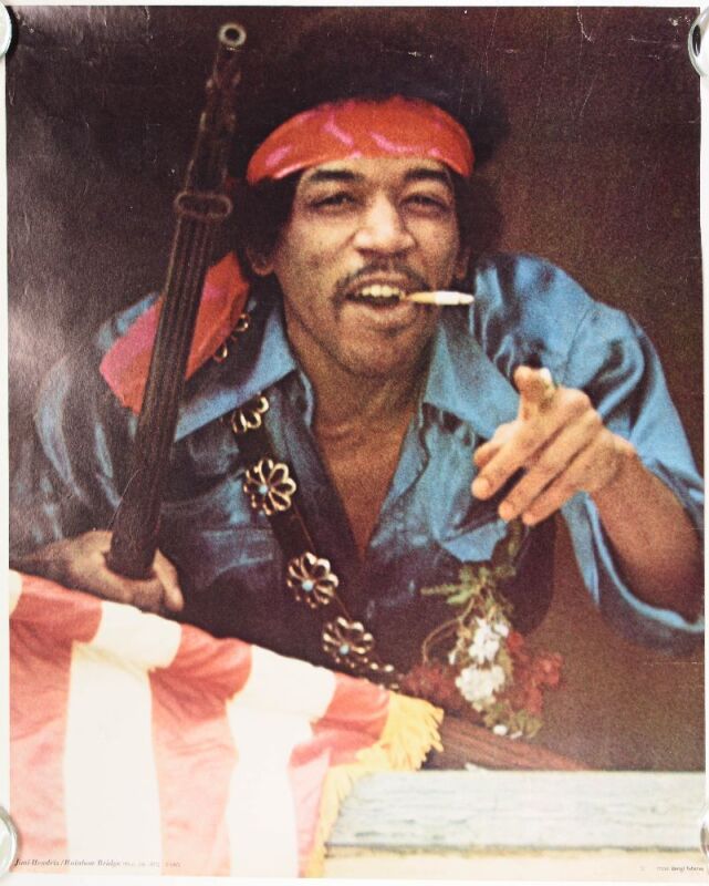 1971 Jimi Hendrix Rainbow Bridge Headshop Poster Excellent 73
