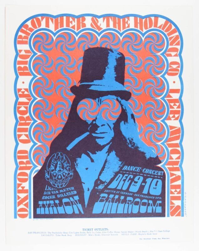 1966 FD-38 Big Brother Janis Joplin Oxford Circle Avalon Ballroom Poster Near Mint 87