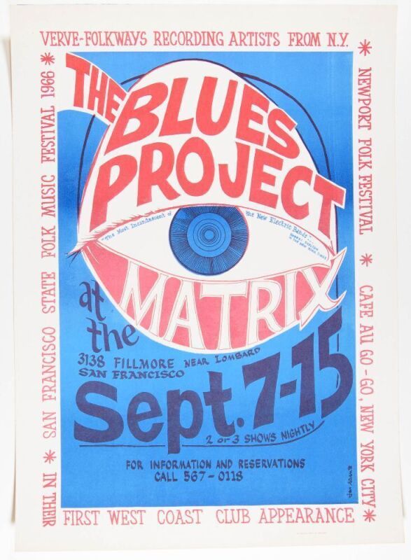 1966 AOR-2.122 The Blues Project The Matrix Poster Near Mint 87