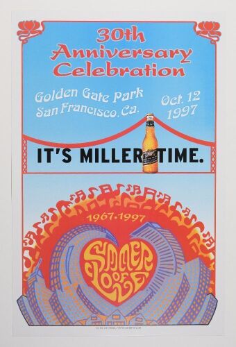 1997 Miller Beer 30th Anniversary Summer of Love Golden Gate Park Near Mint 89