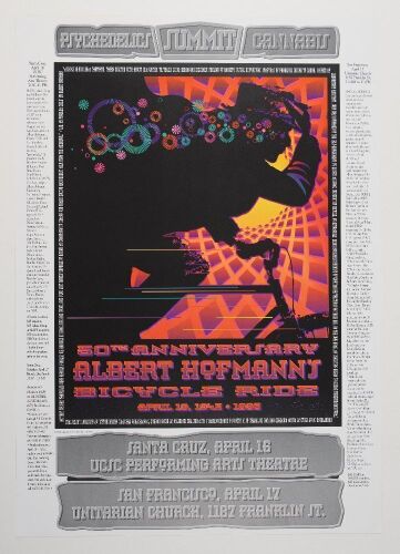 1993 Psychedelics Summit Bicycle Day Anniversary San Francisco & Santa Cruz Poster Near Mint 85