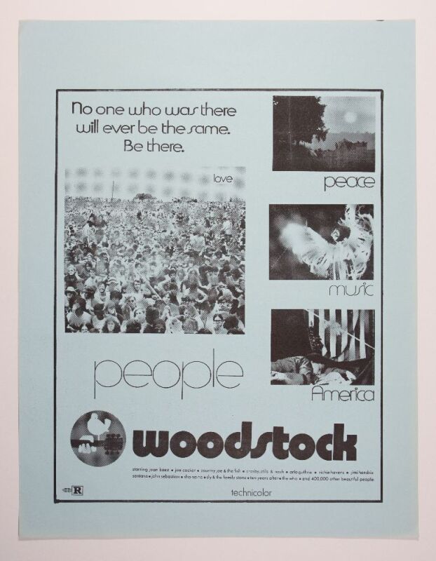 1970 Woodstock Film Poster Near Mint 83