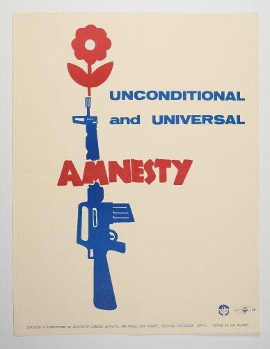 1973 Wisconsin Unconditional and Universal Amnesty Poster Excellent 71