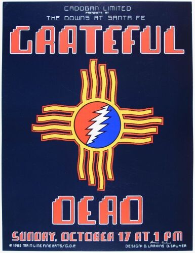 1982 AOR-4.153 Grateful Dead Santa Fe Downs Signed Larkins Poster Near Mint 87