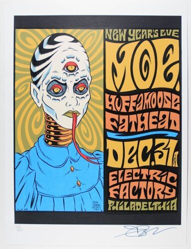 1998 PCL-216 Moe Huffamoose Fathead Electric Factory Philadelphia Signed Forbes Poster Near Mint 87